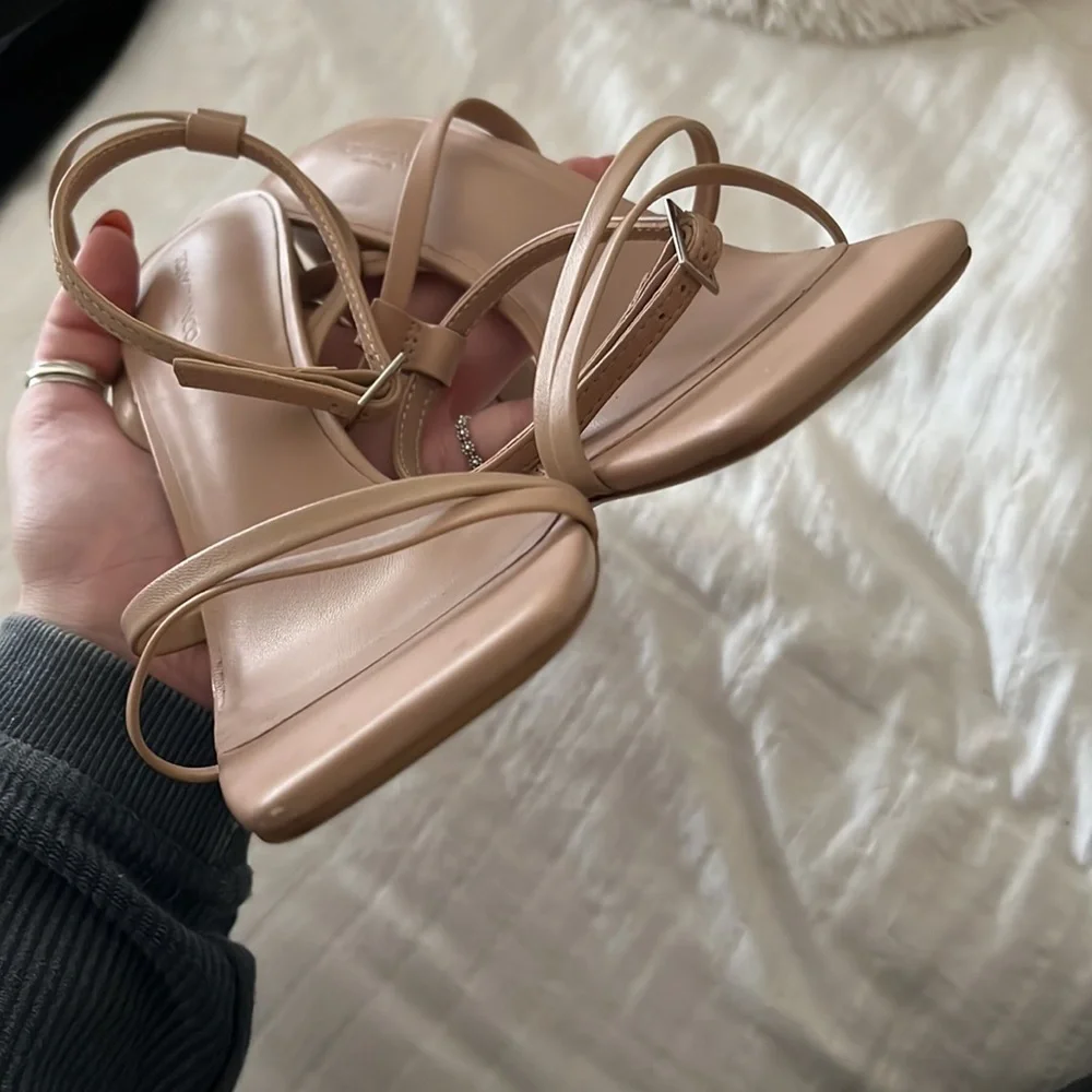 TONY BIANCO FIANCÉ SKIN CAPRETTO SHEEP NAPPA SANDAL HEELS SZ 8.5 - Picture 5 of 8